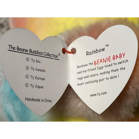 Ty Beanie Buddies Rainbow Chameleon Plush 1999 Colorful Tie-Dye Animal - Picture 9 of 16